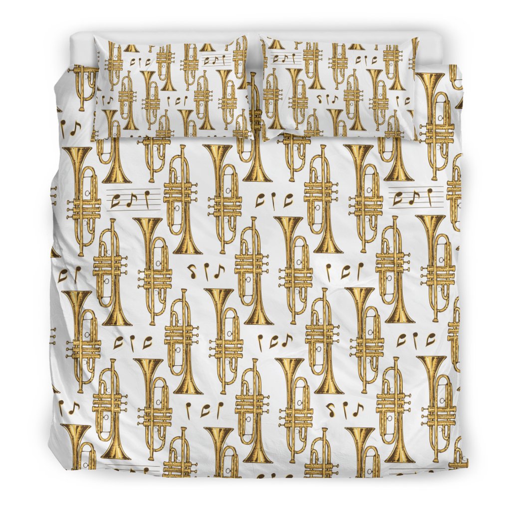Trumpet With Music Note Print Duvet Cover Bedding Set