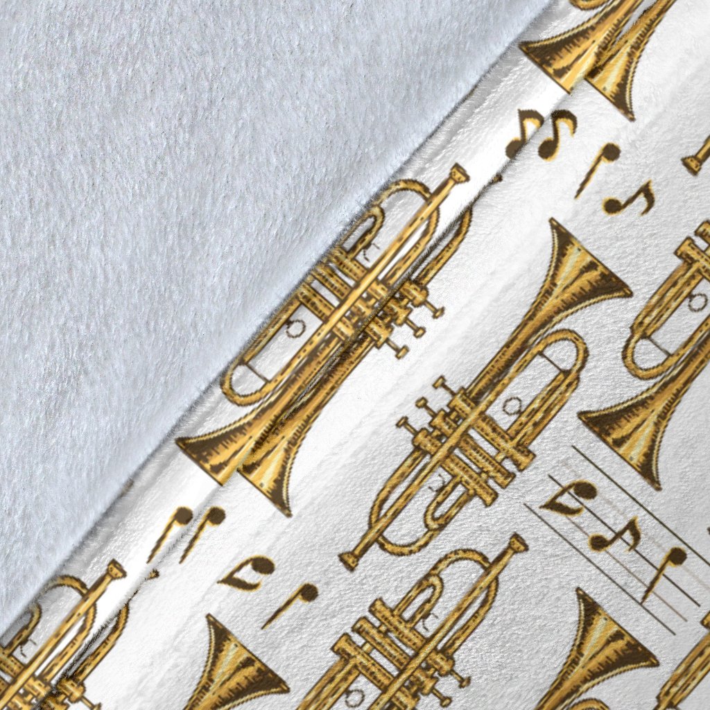 Trumpet With Music Note Print Fleece Blanket