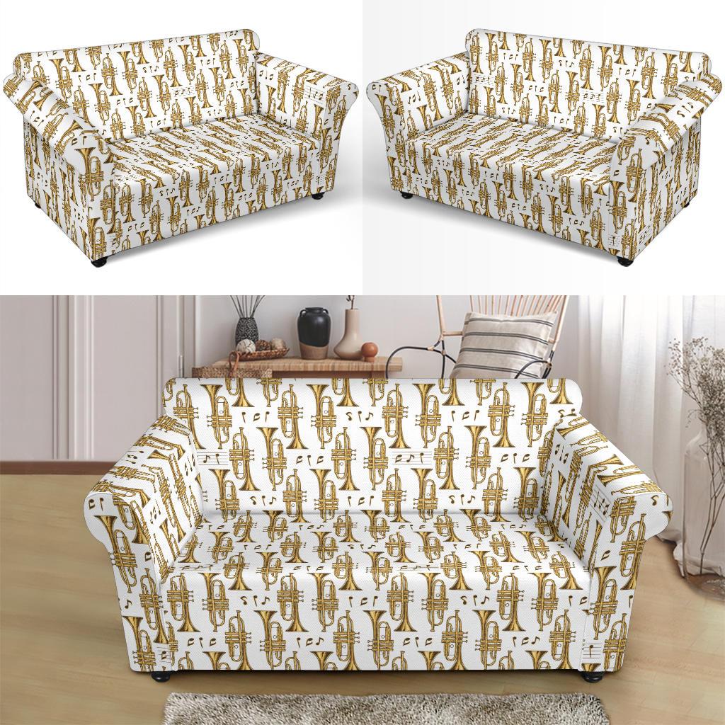 Trumpet with Music Note Print Loveseat Slipcover-JTAMIGO.COM