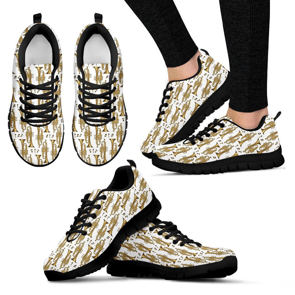 Trumpet With Music Note Print Women Sneakers Shoes