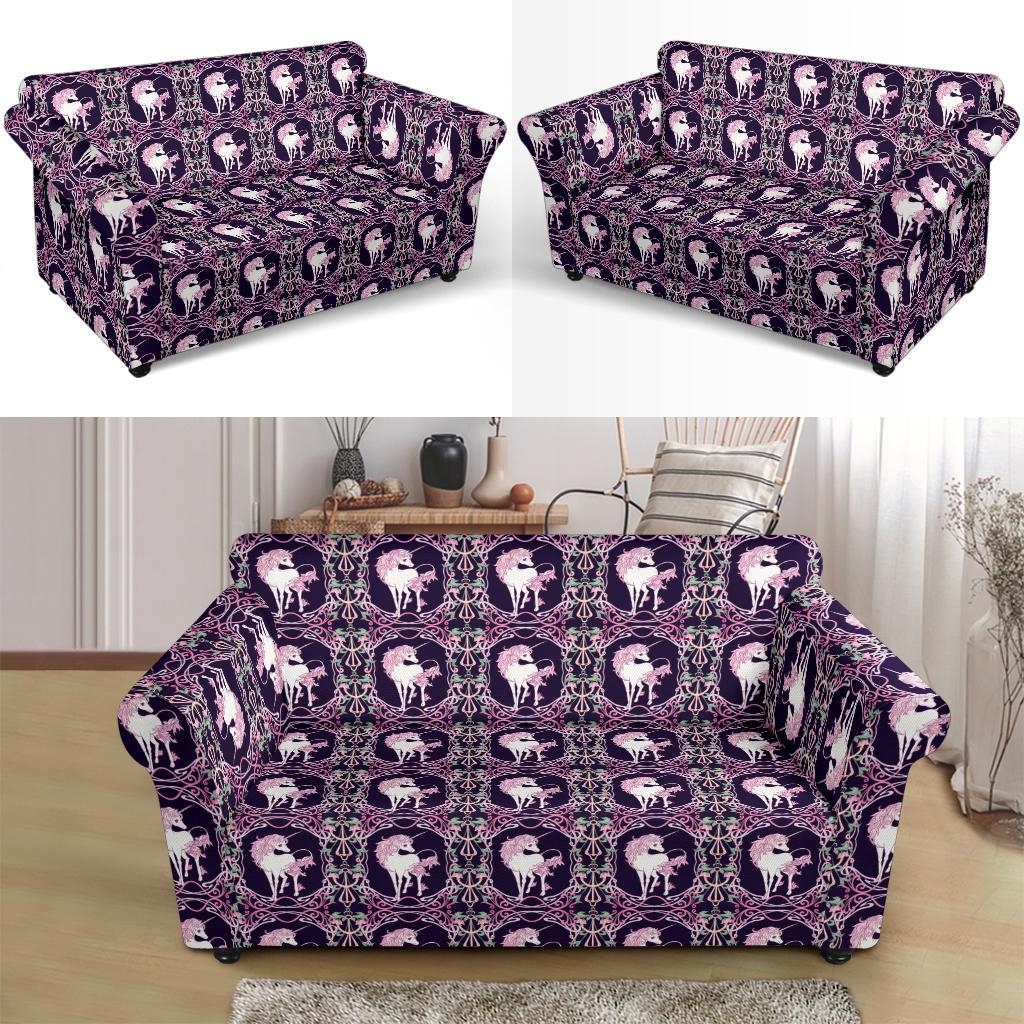 Unicorn Fantastic Flower Loveseat Slipcover-JTAMIGO.COM