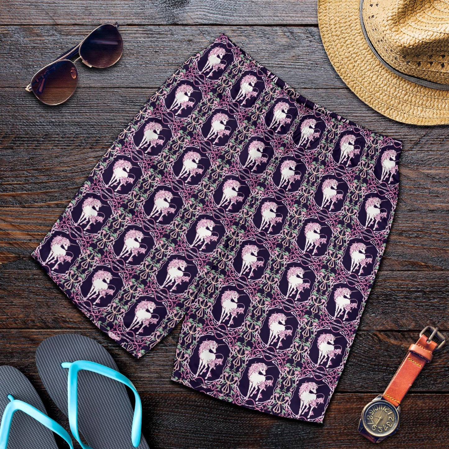 Unicorn Fantastic Flower Mens Shorts-JTAMIGO.COM