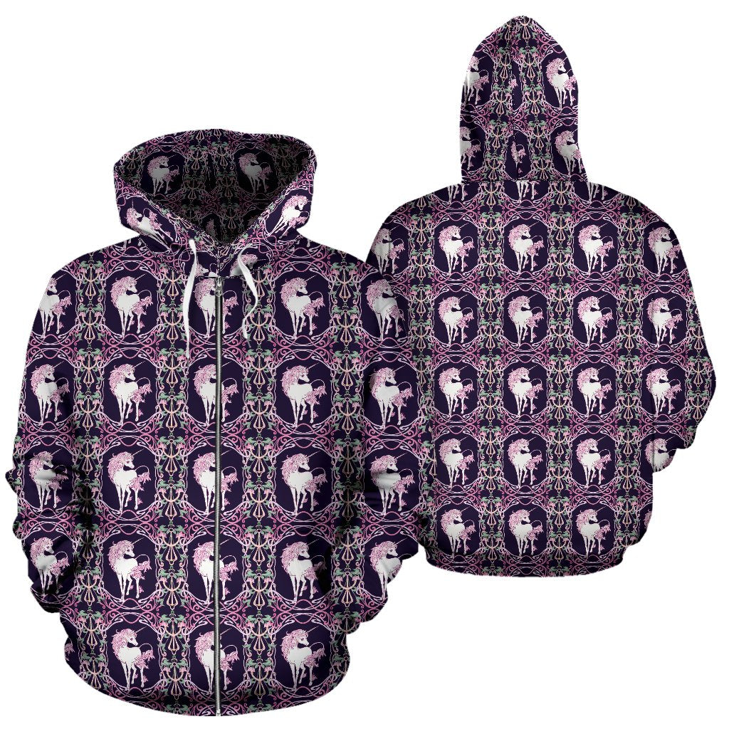 Unicorn Fantastic Flower Zip Up Hoodie