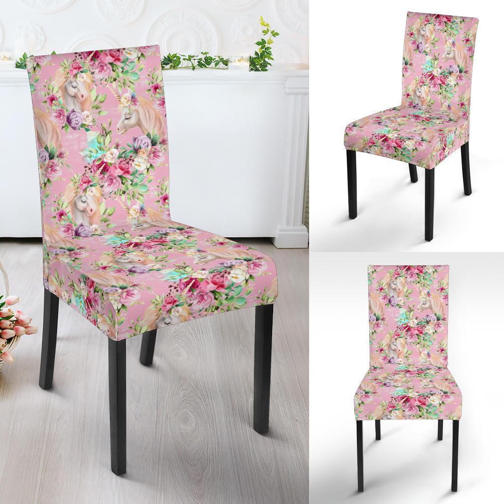 Unicorn Princess with Rose Dining Chair Slipcover-JTAMIGO.COM