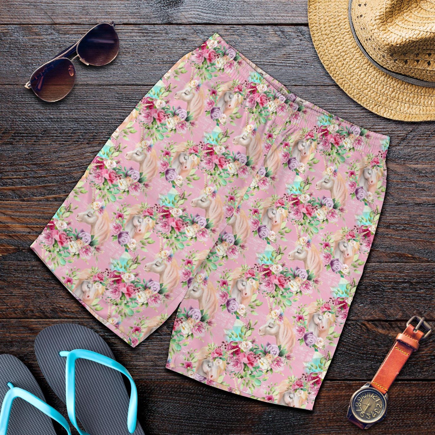 Unicorn Princess with Rose Mens Shorts-JTAMIGO.COM