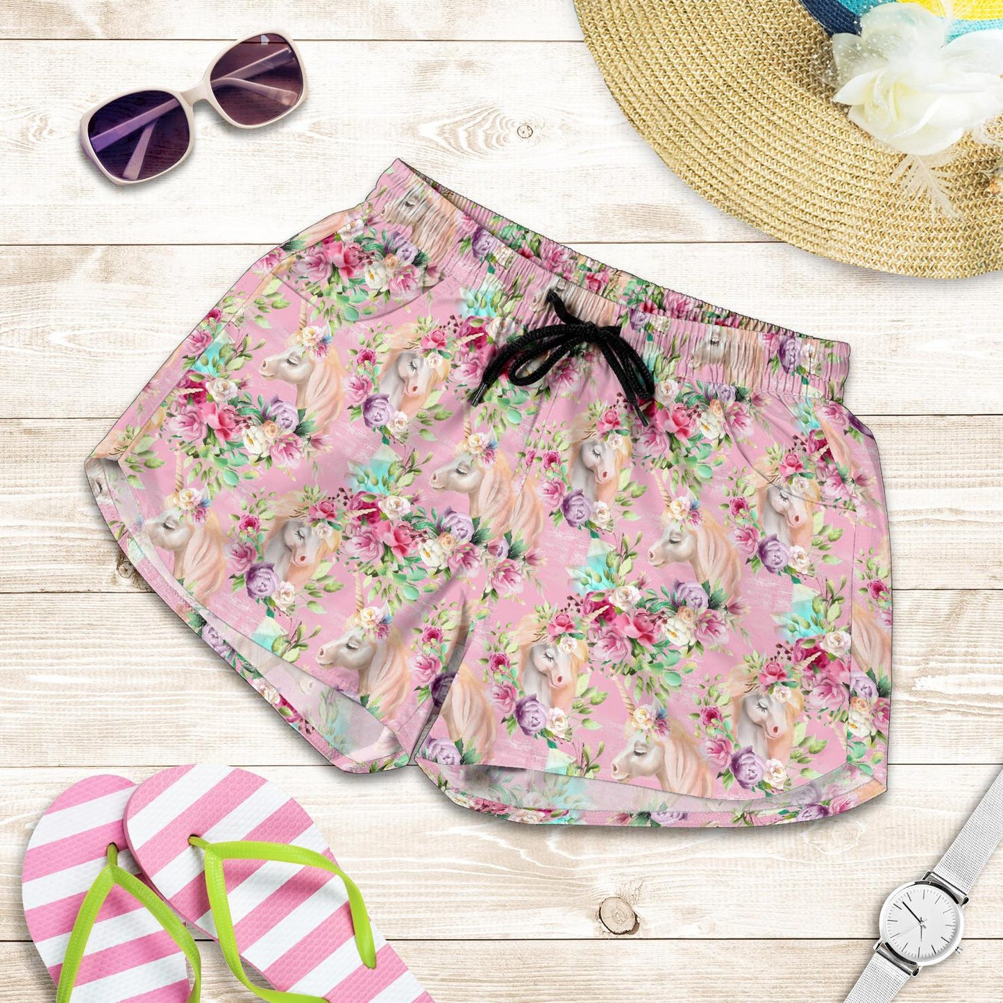 Unicorn Princess with Rose Women Shorts-JTAMIGO.COM