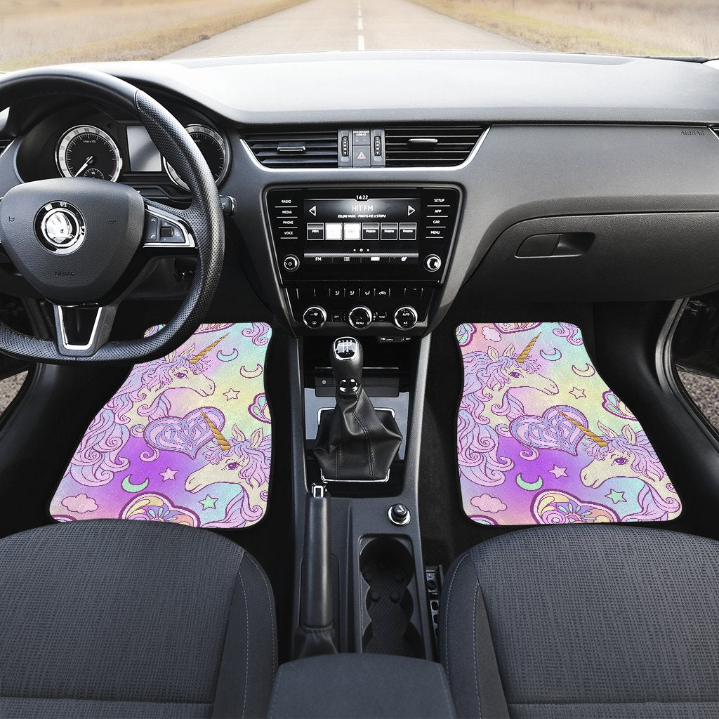 Unicorn Rainbow Star Heart Print Car Floor Mats