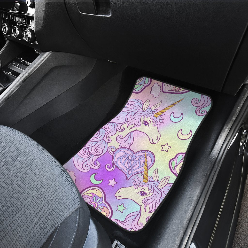 Unicorn Rainbow Star Heart Print Car Floor Mats