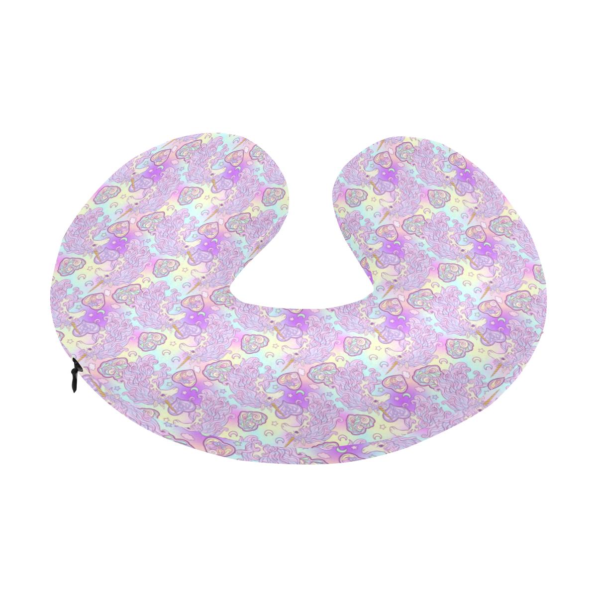 Unicorn Rainbow Star Heart Print U-Shaped Travel Neck Pillow-JTAMIGO.COM