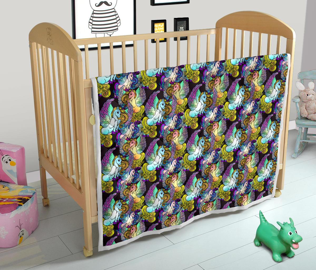 Unicorn With Wings Print Pattern Premium Quilt-JTAMIGO.COM