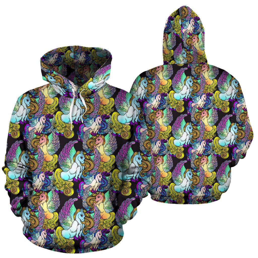 Unicorn With Wings Print Pattern Pullover Hoodie