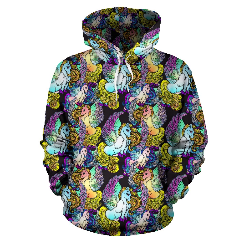 Unicorn With Wings Print Pattern Pullover Hoodie
