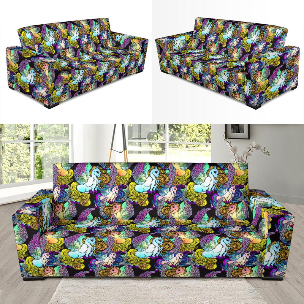 Unicorn With Wings Print Pattern Sofa Slipcover-JTAMIGO.COM