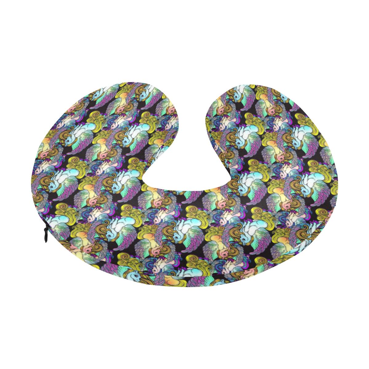Unicorn With Wings Print Pattern U-Shaped Travel Neck Pillow-JTAMIGO.COM
