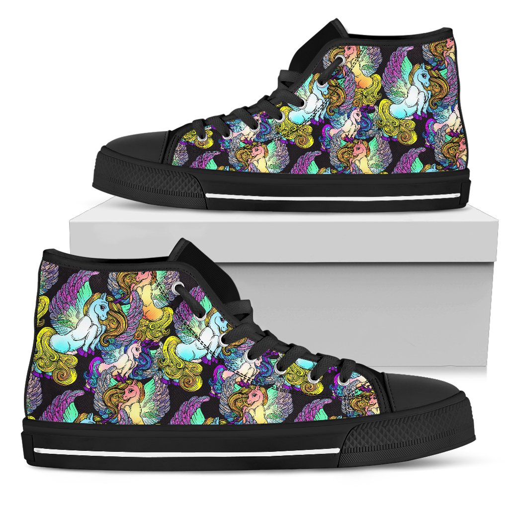 Unicorn With Wings Print Pattern Women High Top Shoes
