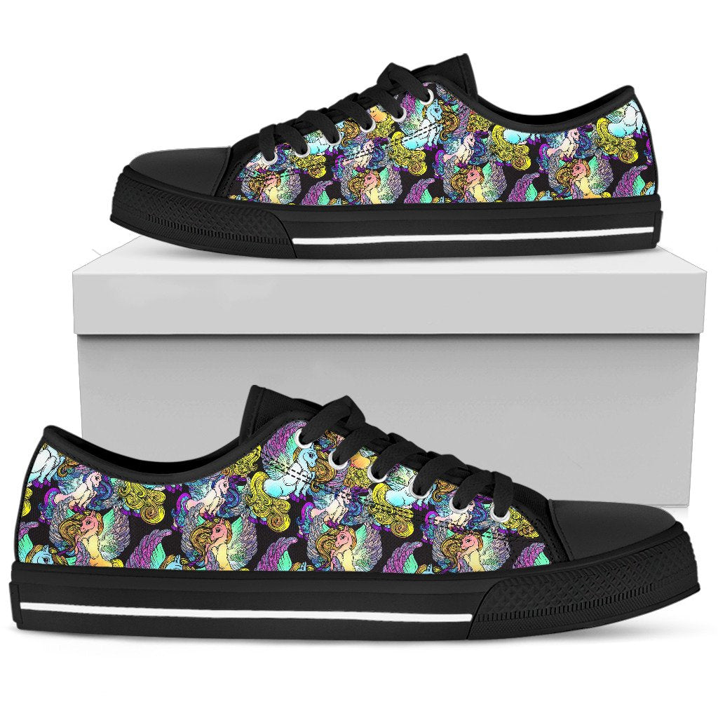 Unicorn With Wings Print Pattern Women Low Top Shoes-JTAMIGO.COM