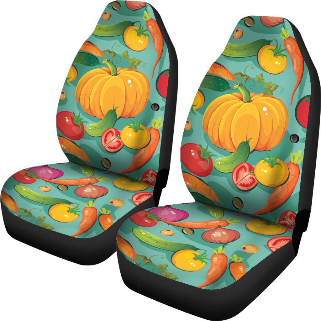 Vegan Colorful Themed Design Print Universal Fit Car Seat Covers