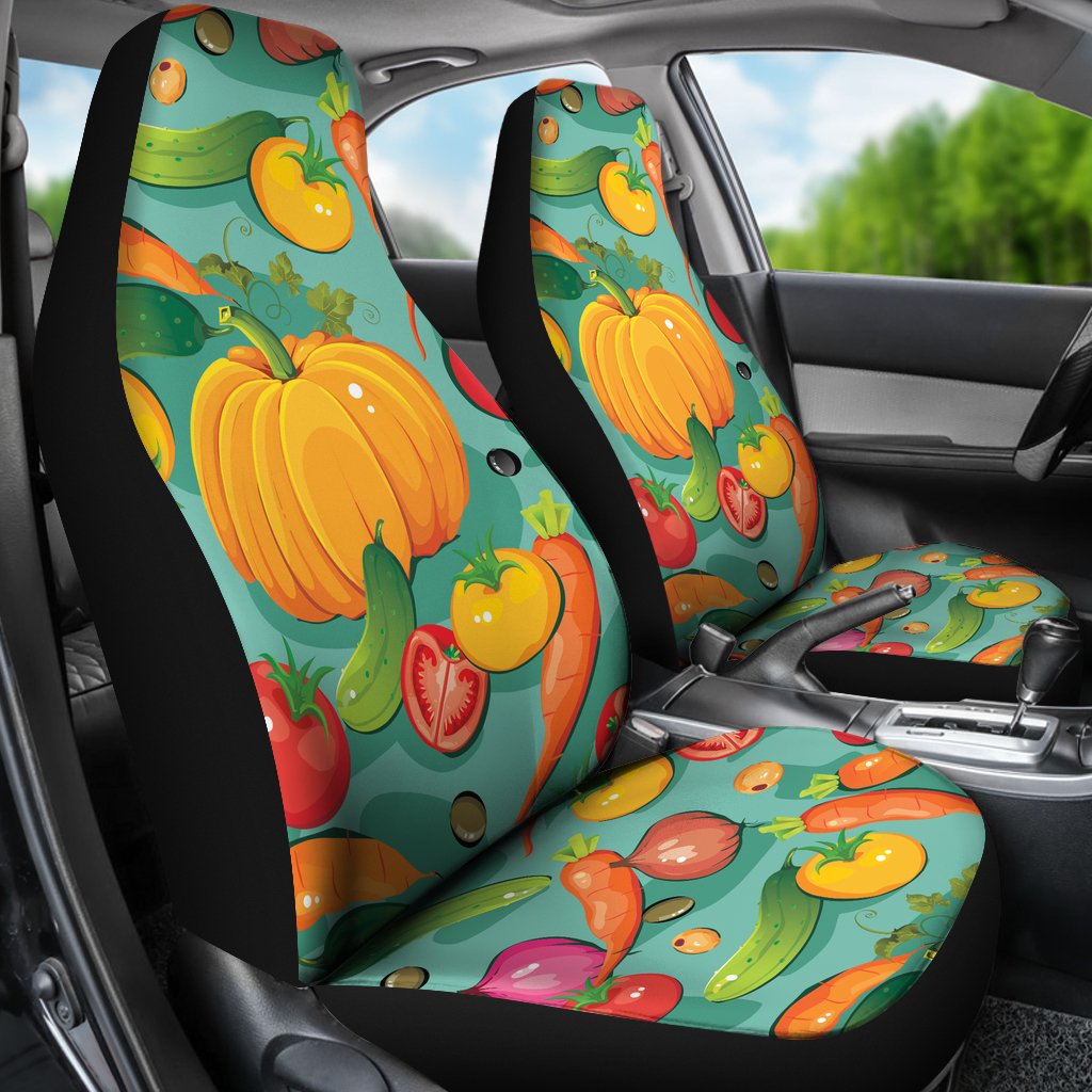 Vegan Colorful Themed Design Print Universal Fit Car Seat Covers