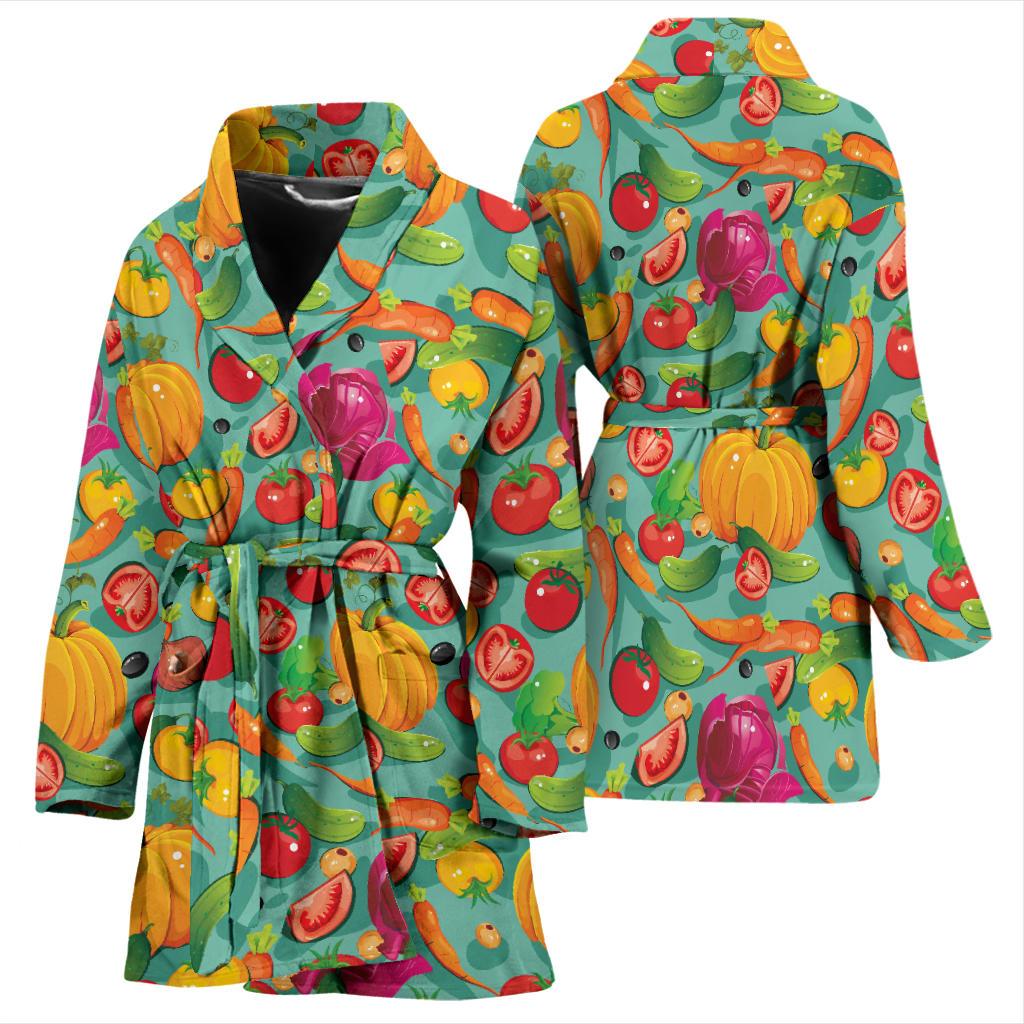Vegan Colorful Themed Design Print Women Bath Robe-JTAMIGO.COM