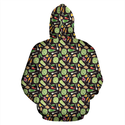 Vegan Draw Themed Design Print Pullover Hoodie
