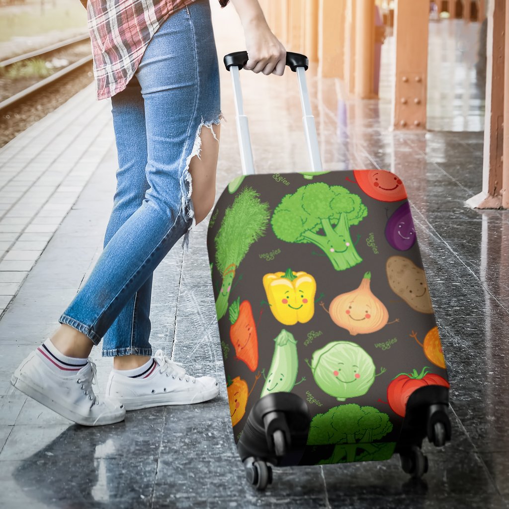 Vegan Funny Themed Design Print Luggage Cover Protector
