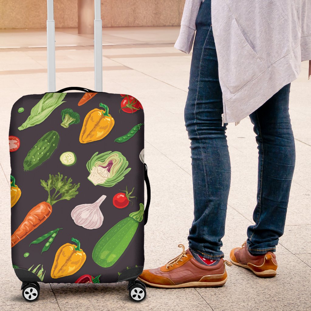 Vegan Pattern Themed Design Print Luggage Cover Protector
