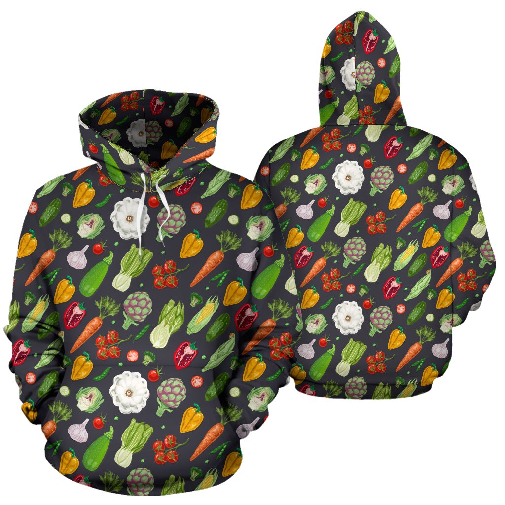 Vegan Pattern Themed Design Print Pullover Hoodie