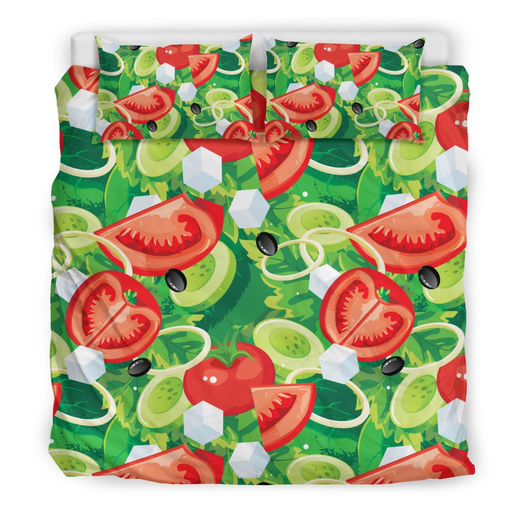 Vegan Salad Themed Design Print Duvet Cover Bedding Set