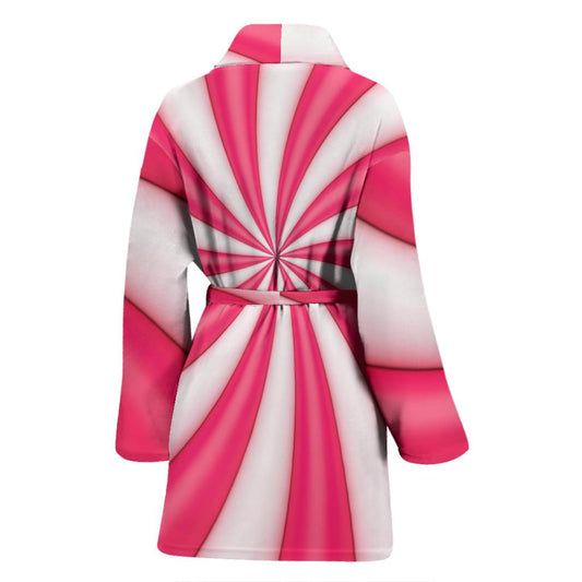 Vortex Twist Swirl Candy Print Women Bath Robe-JTAMIGO.COM