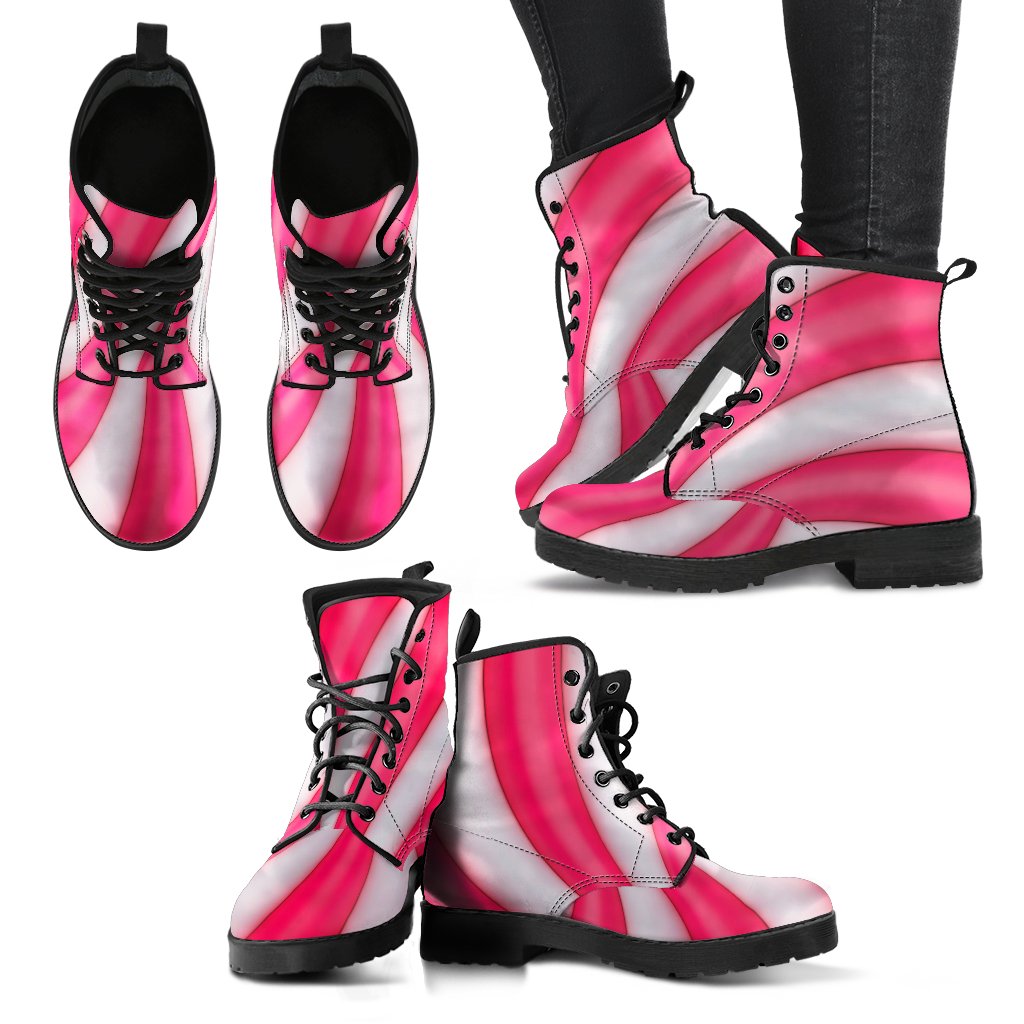 Vortex Twist Swirl Candy Print Women Leather Boots-JTAMIGO.COM