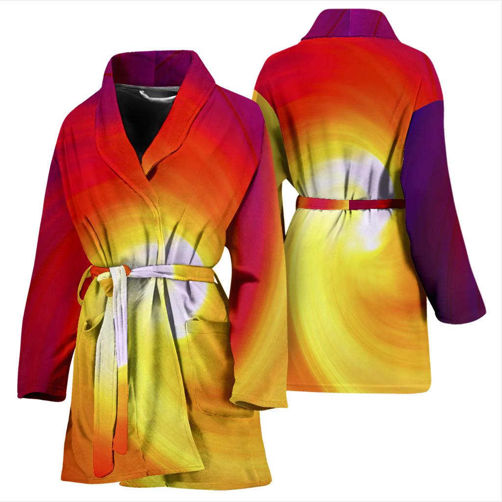 Vortex Twist Swirl Flame Themed Women Bath Robe-JTAMIGO.COM