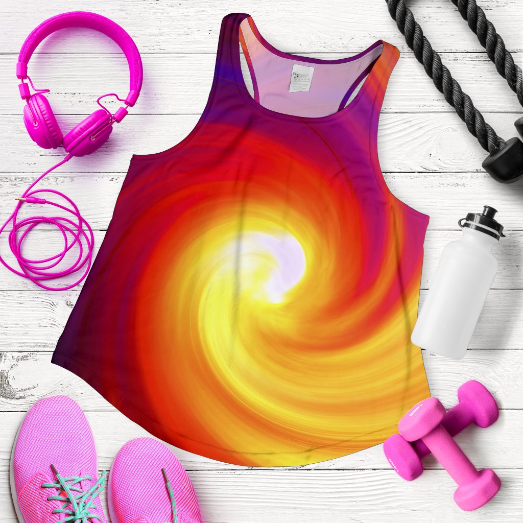 Vortex Twist Swirl Flame Themed Women Racerback Tank Top