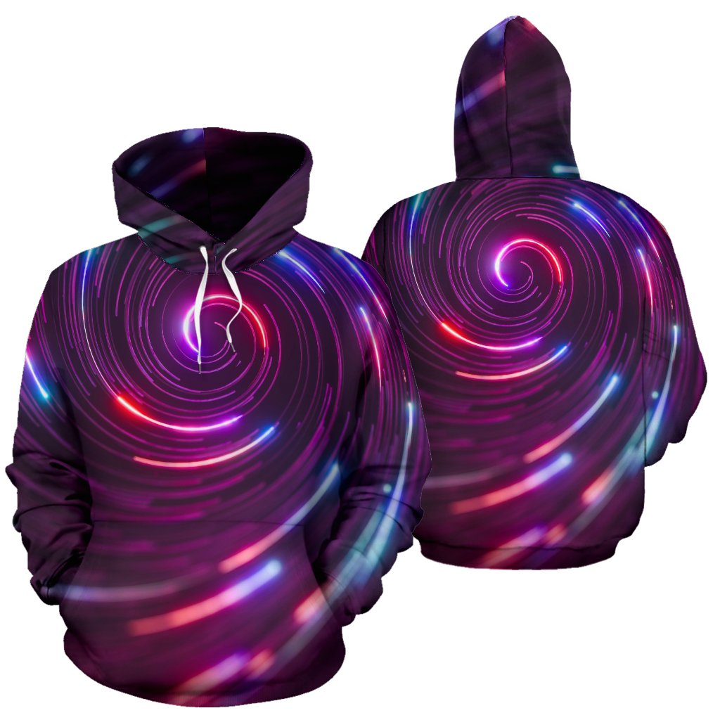 Vortex Twist Swirl Purple Neon Print Pullover Hoodie