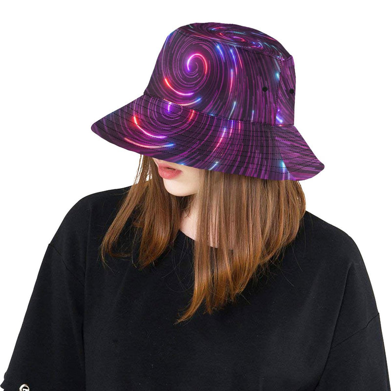 Vortex Twist Swirl Purple Neon Print Unisex Bucket Hat