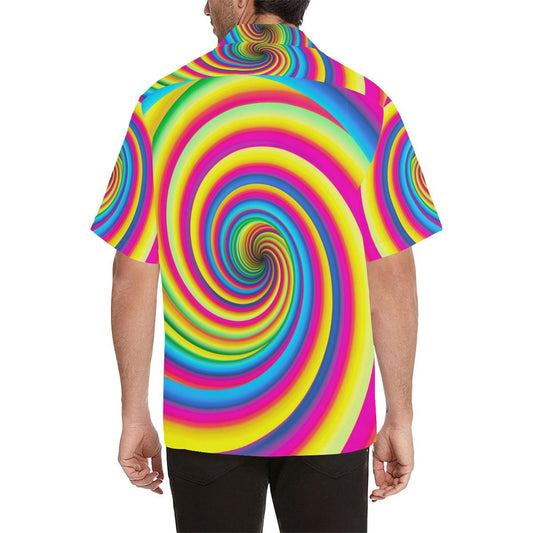 Vortex Twist Swirl Rainbow Design Men Aloha Hawaiian Shirt