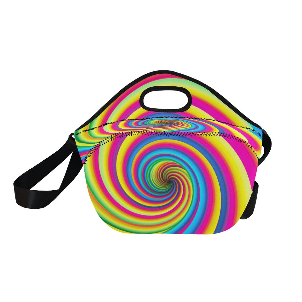 Vortex Twist Swirl Rainbow Design Neoprene Lunch Bag (Model 1669)(Large)-JTAMIGO.COM