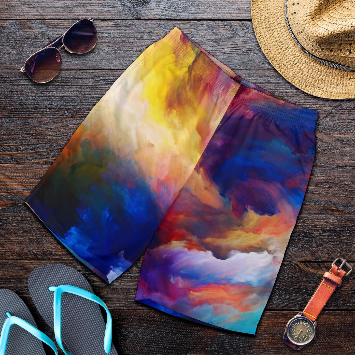 Vortex Twist Swirl Water Color Design Mens Shorts-JTAMIGO.COM