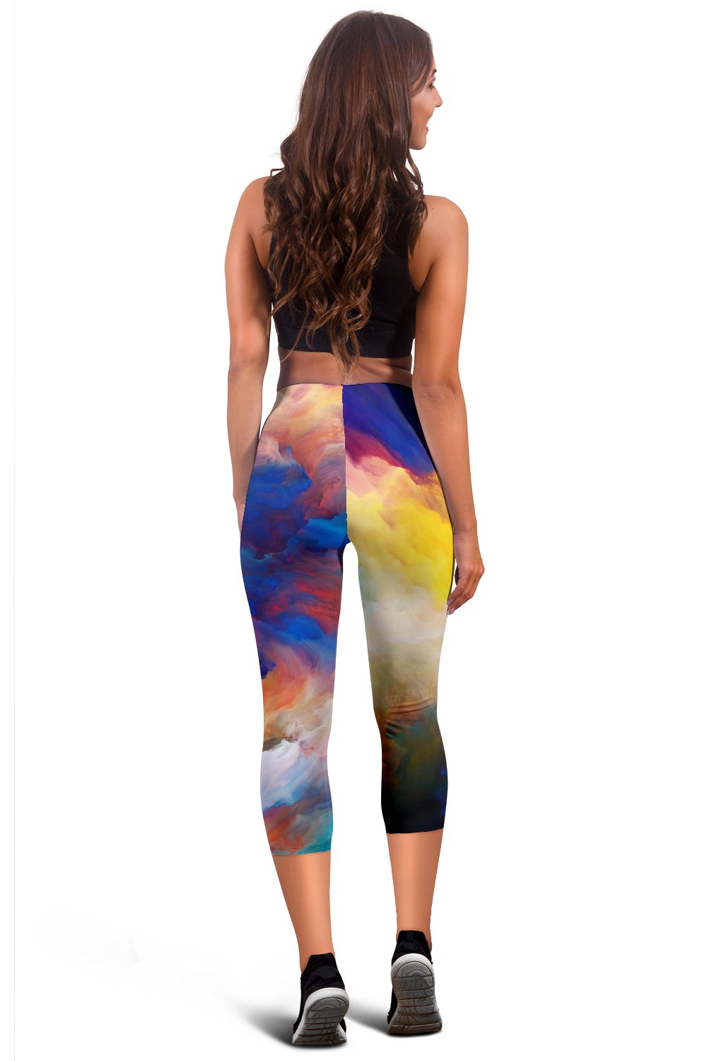 Vortex Twist Swirl Water Color Design Women Capris