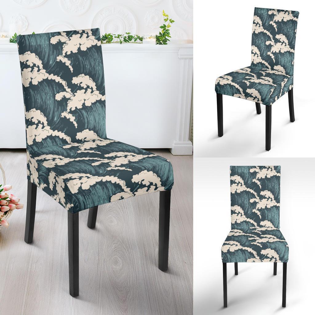 Wave Art Print Dining Chair Slipcover-JTAMIGO.COM