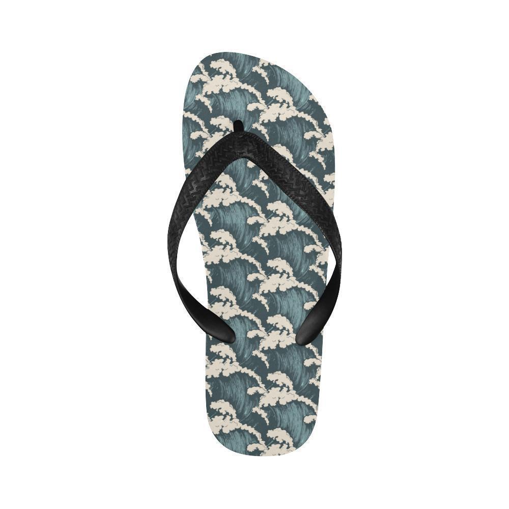 Wave Art Print Flip Flops-JTAMIGO.COM