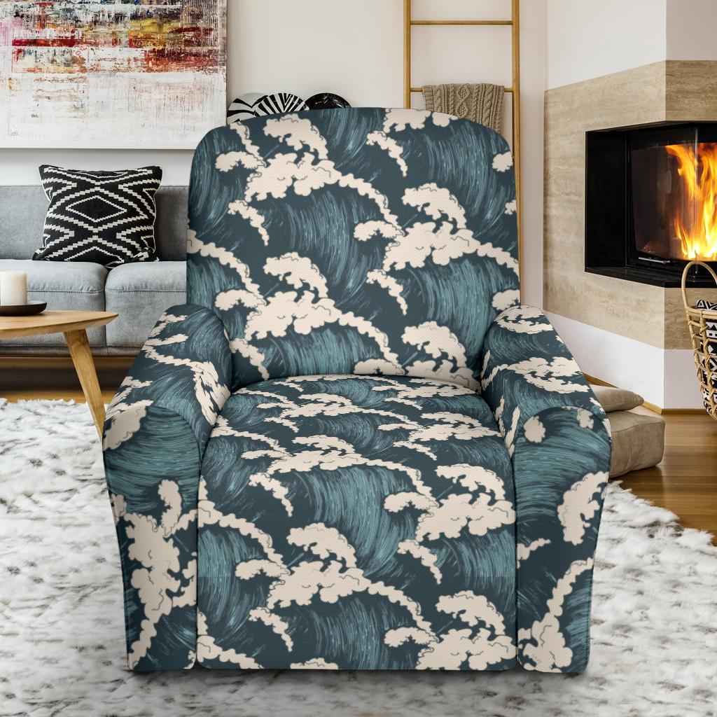 Wave Art Print Single Sofa Slipcover -JTAMIGO.COM