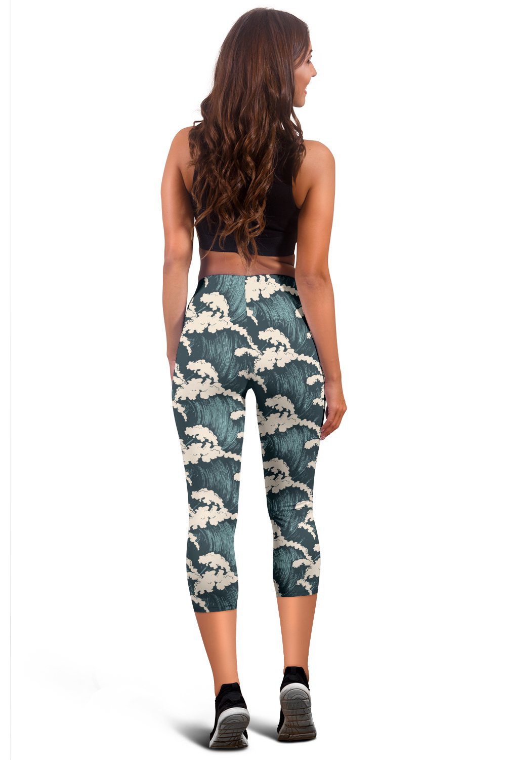 Wave Art Print Women Capris