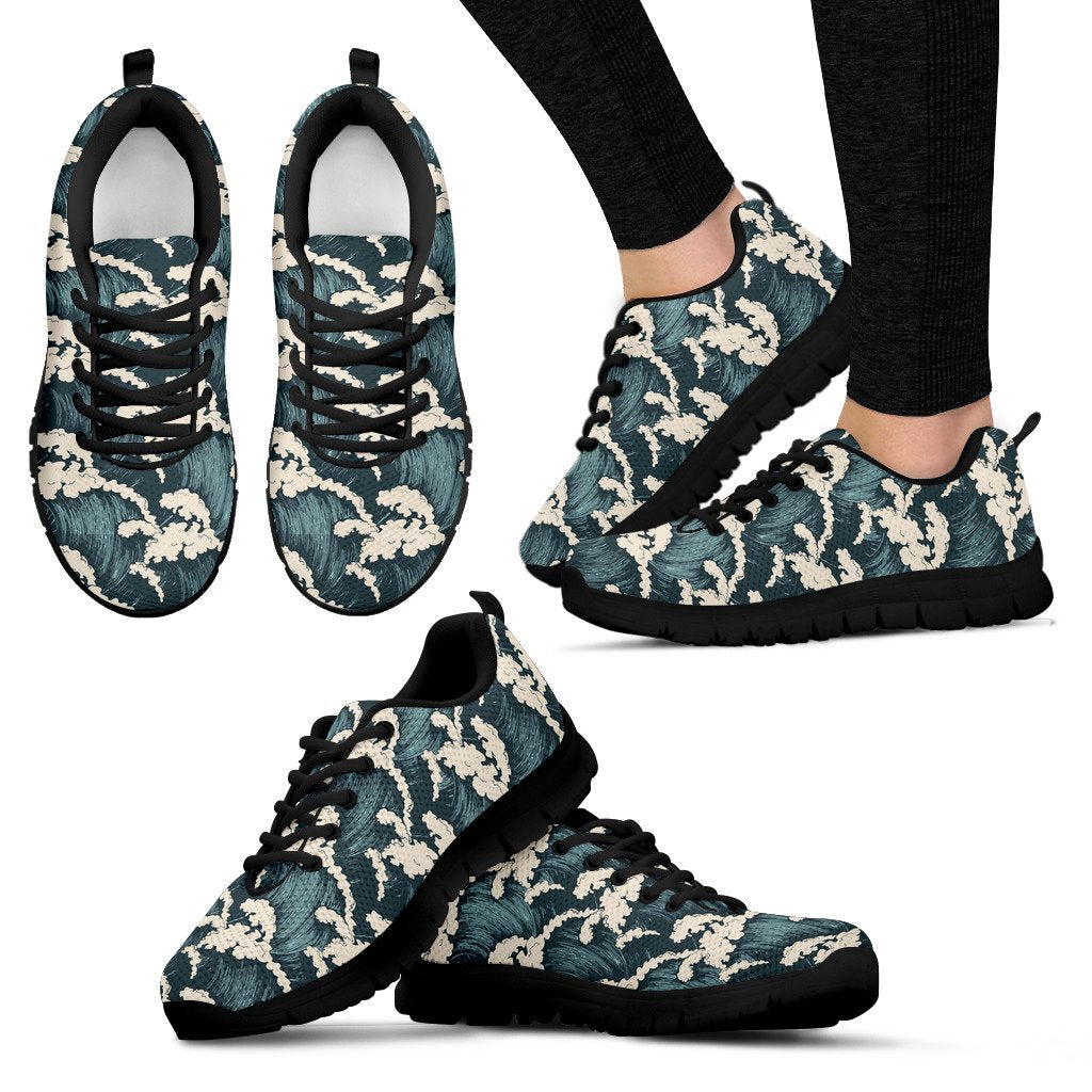 Wave Art Print Women Sneakers Shoes