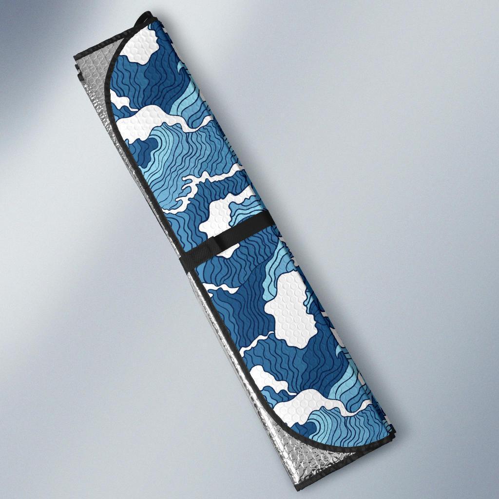 Wave Themed Pattern Print Car Sun Shade For Windshield