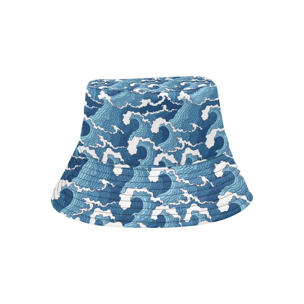 Wave Themed Pattern Print Unisex Bucket Hat