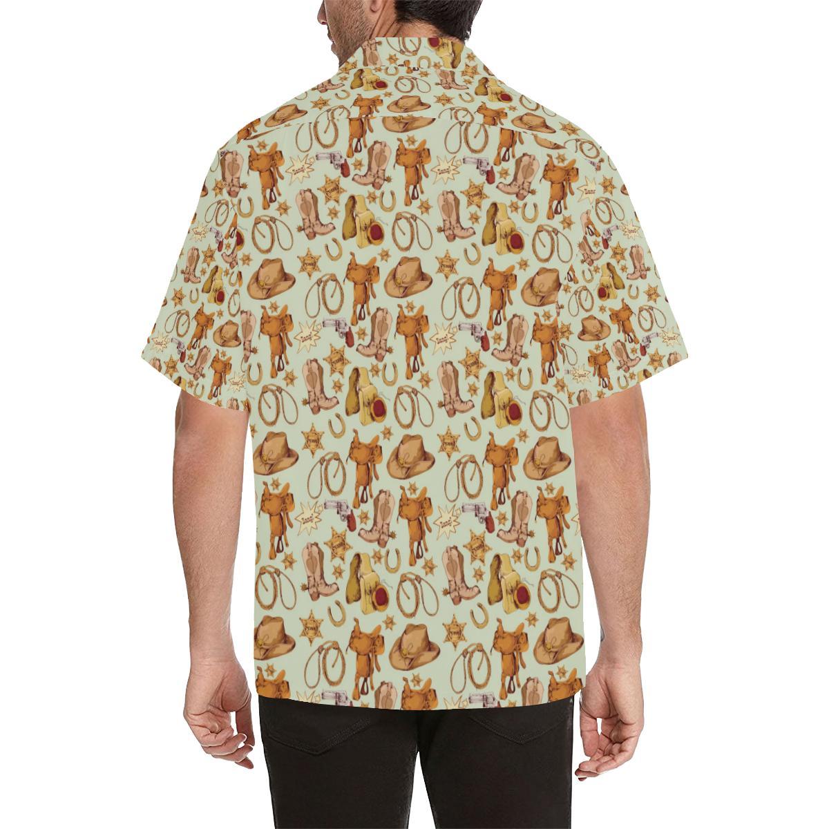 Western Cowboy Design Pattern Men Aloha Hawaiian Shirt