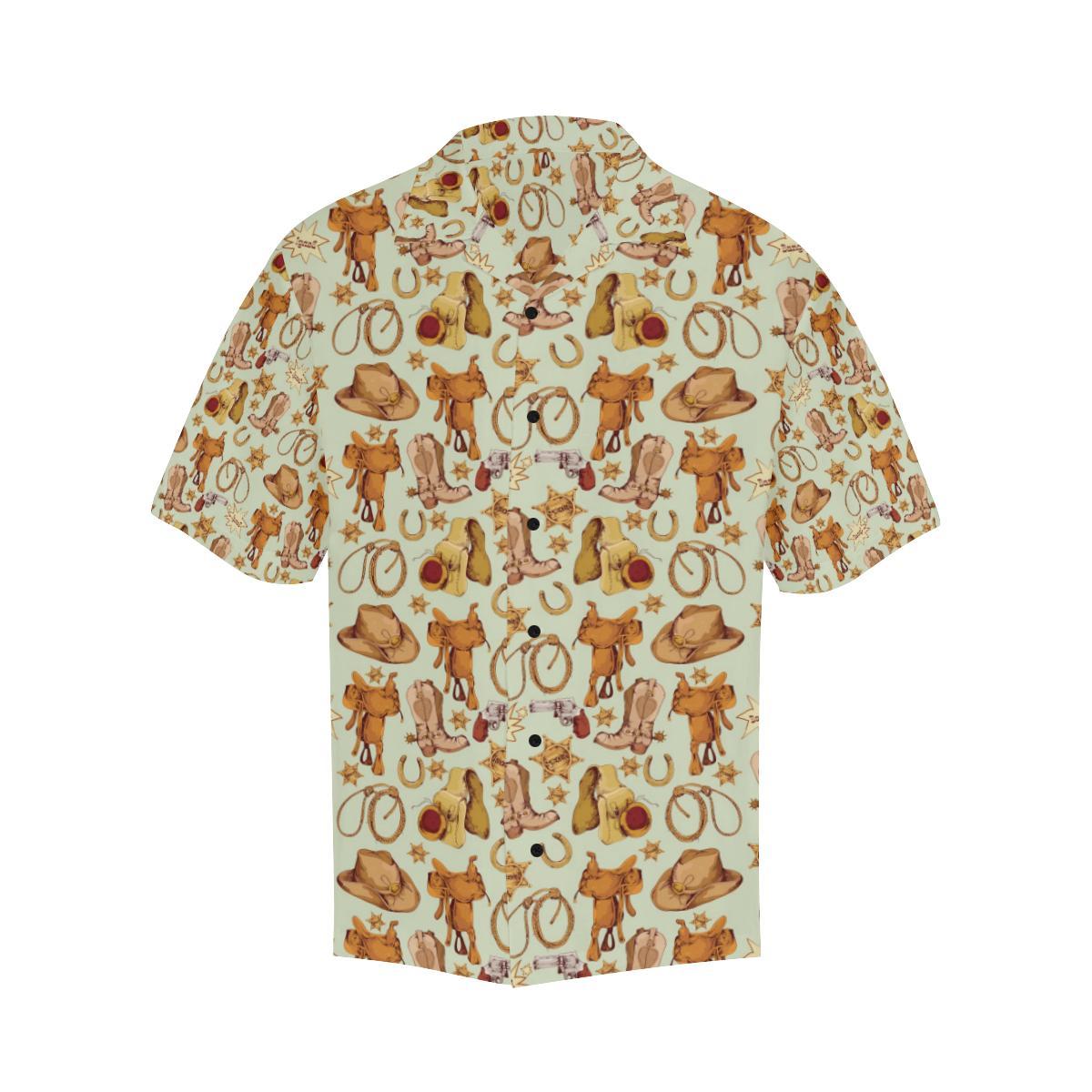 Western Cowboy Design Pattern Men Aloha Hawaiian Shirt