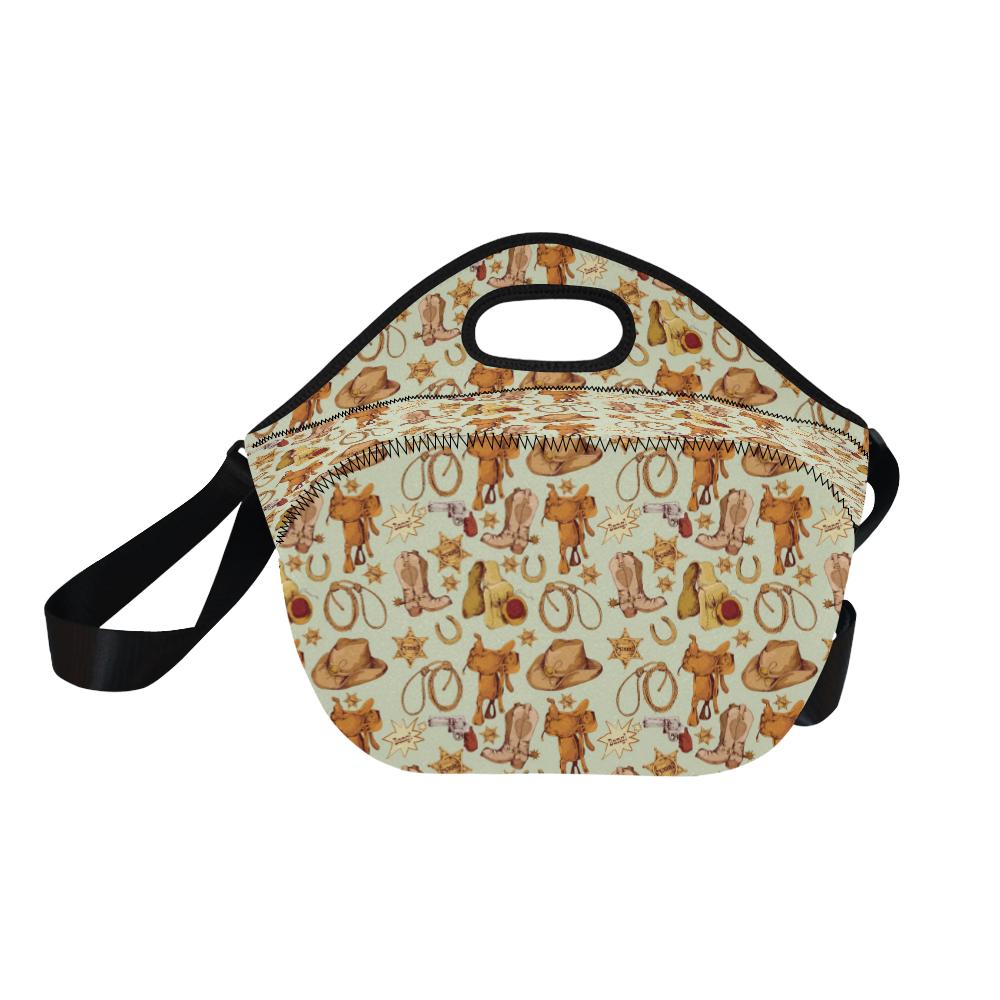 Western Cowboy Design Pattern Neoprene Lunch Bag (Model 1669)(Large)-JTAMIGO.COM