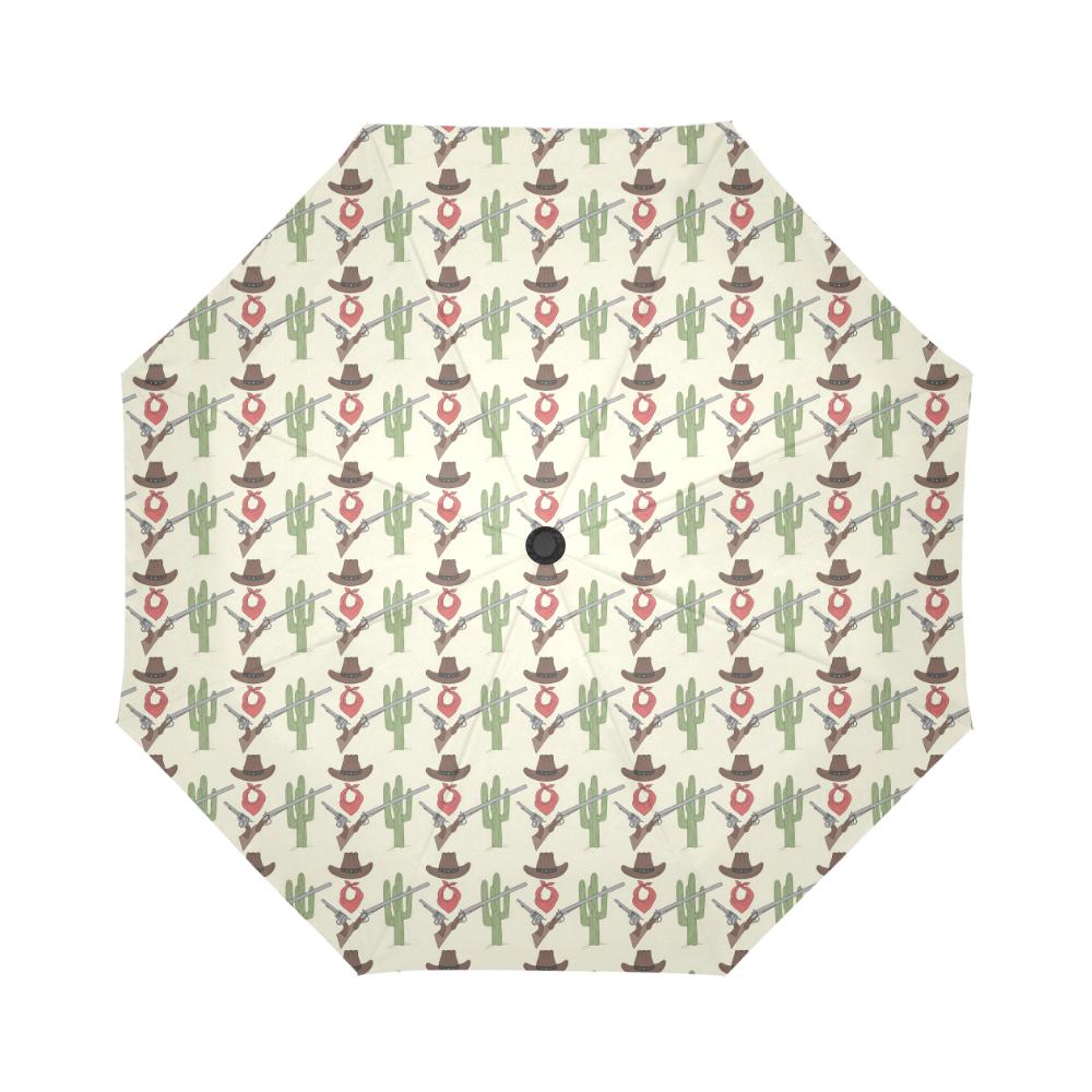 Western Cowboy Print Automatic Foldable Umbrella