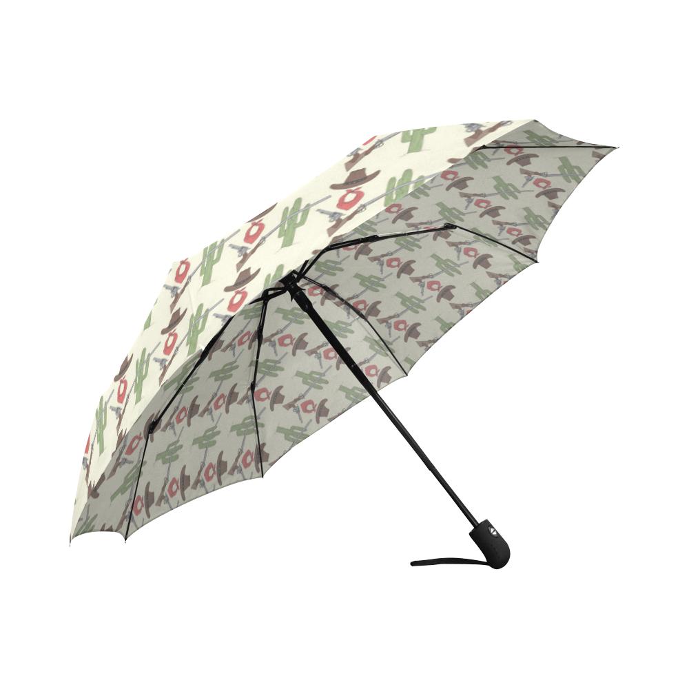 Western Cowboy Print Automatic Foldable Umbrella
